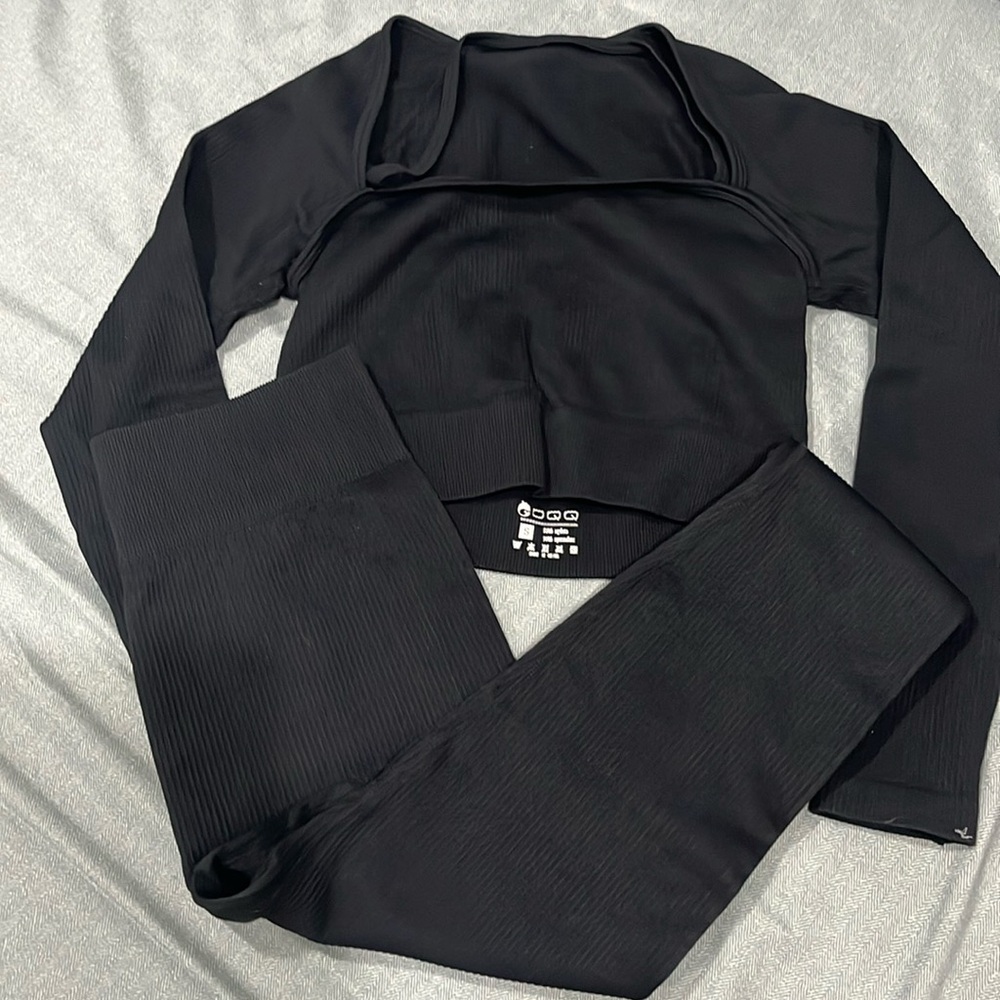 OQQ, 2 Piece, long sleeve blouse and high waist yoga leggings